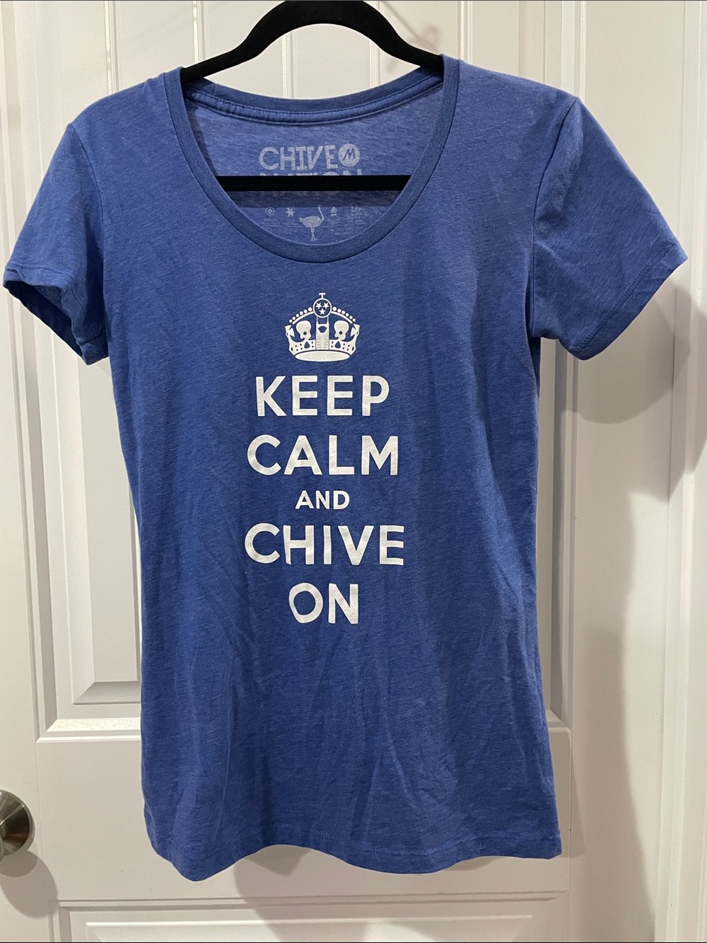 Keep Calm and Chive On Blue Graphic Tee - CHIVE